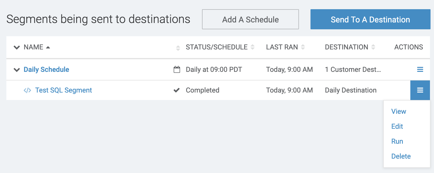 Kicking off manual request to send results in the Amperity application